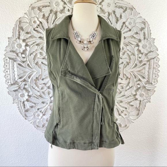 {Marrakech} Anthropologie Army Green Utility Moto Vest, Size S - Picture 2 of 10